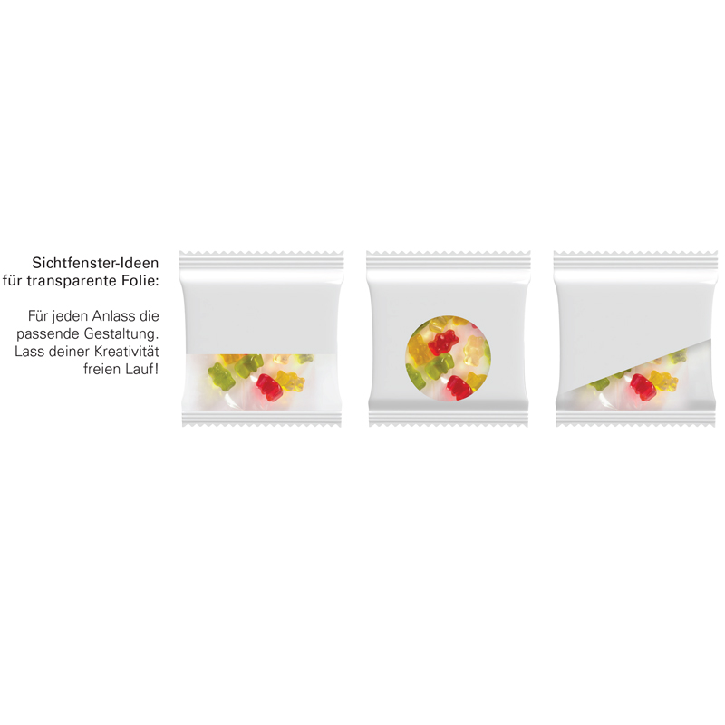 Fruchtgummi Standardformen Minitüte 10 g, inkl. 4-farbigem Druck Fruchtgummi Standardformen Minitüte 10 g, inkl. 4-farbigem Druck