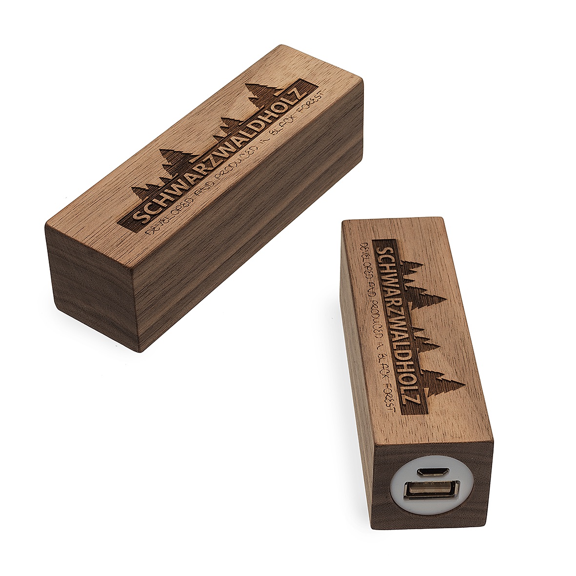 Power Bank Nutwoos Cuboid Werbeartikel Power Bank Nutwood Cuboid
