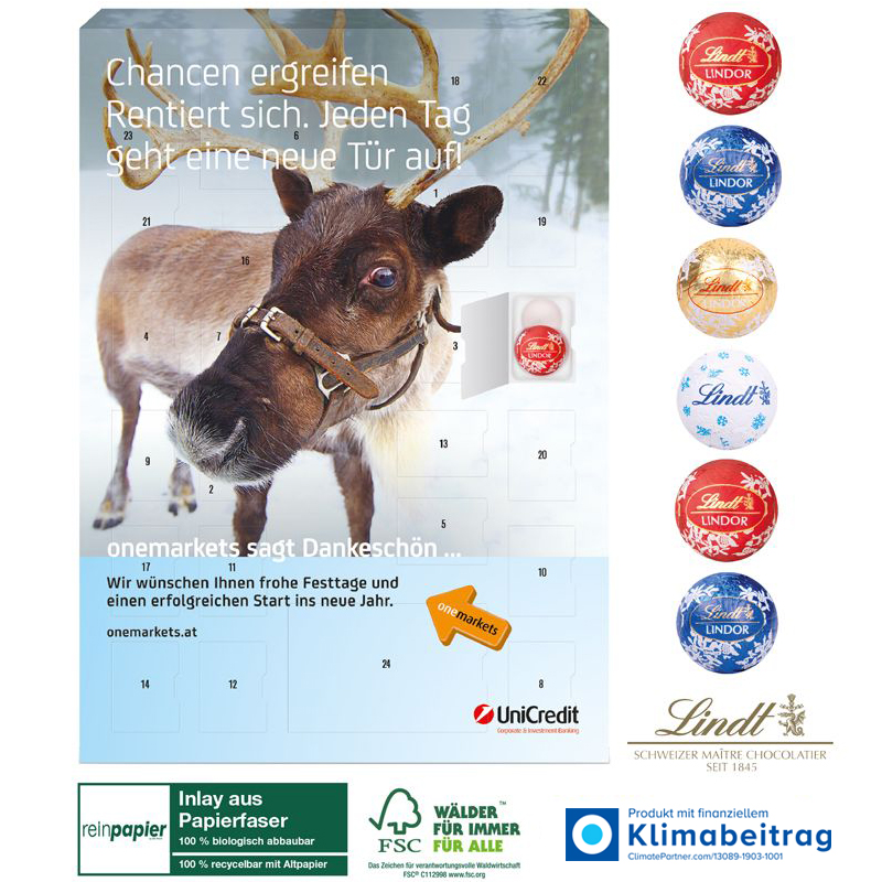 Wand-Adventskalender Organic Lindt Gourmet Edition, inkl. 4-farbigem Druck Wand-Adventskalender Organic Lindt Gourmet Edition, inkl. 4-farbigem Druck