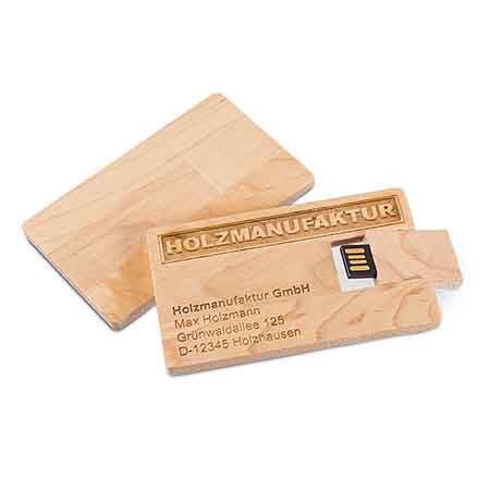 USB Stick Card Holz Werbeartikel USB Stick "Card Holz", inkl. Druck