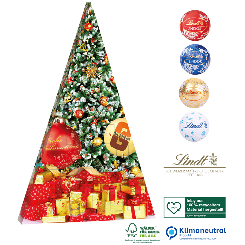 Adventskalender Lindt Weihnachtsbaum, inkl. 4-farbigem Druck Adventskalender Lindt Weihnachtsbaum, inkl. 4-farbigem Druck