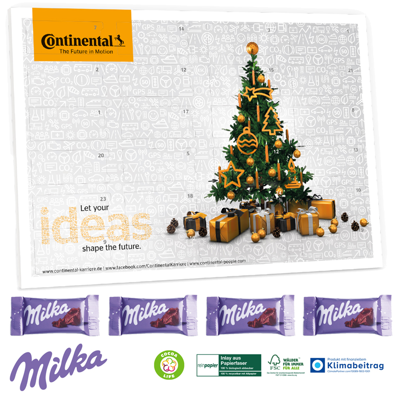 Tisch-Adventskalender Organic mit Milka, inkl. 4-farbigem Druck Tisch-Adventskalender Organic mit Milka, inkl. 4-farbigem Druck