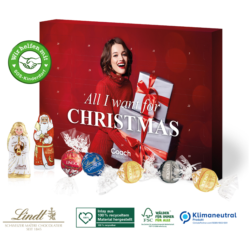 Adventskalender Lindt Lindor, inkl. 4-farbigem Druck Adventskalender Lindt Lindor, inkl. 4-farbigem Druck