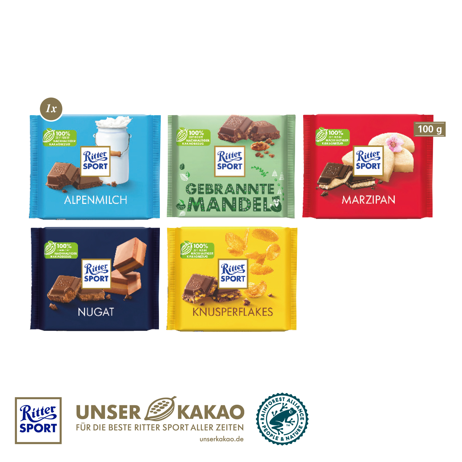 Schokotafel Ritter SPORT „Rentier“ 100 g, inkl. 4-farbigem Druck Schokotafel Ritter SPORT „Rentier“ 100 g, inkl. 4-farbigem Druck