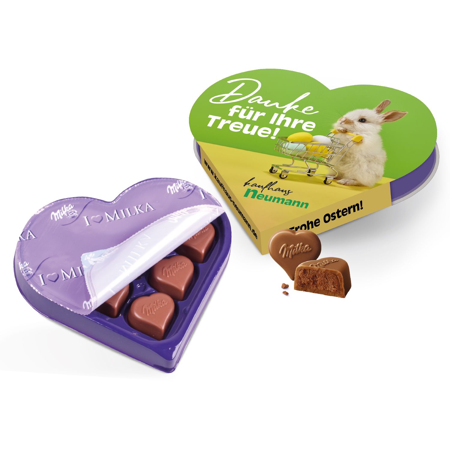 I LOVE MILKA Oster-Herz, inkl. 4-farbigem Druck