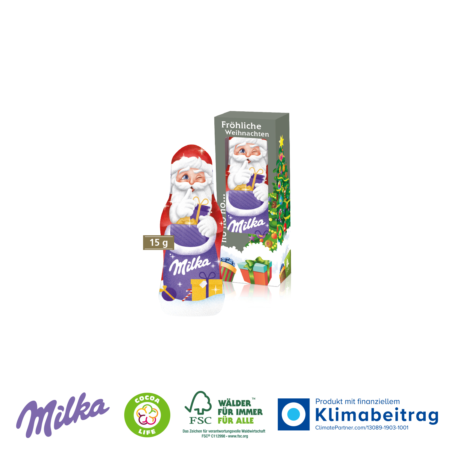Milka Weihnachtsmann 15 g, inkl. 4-farbigem Druck
