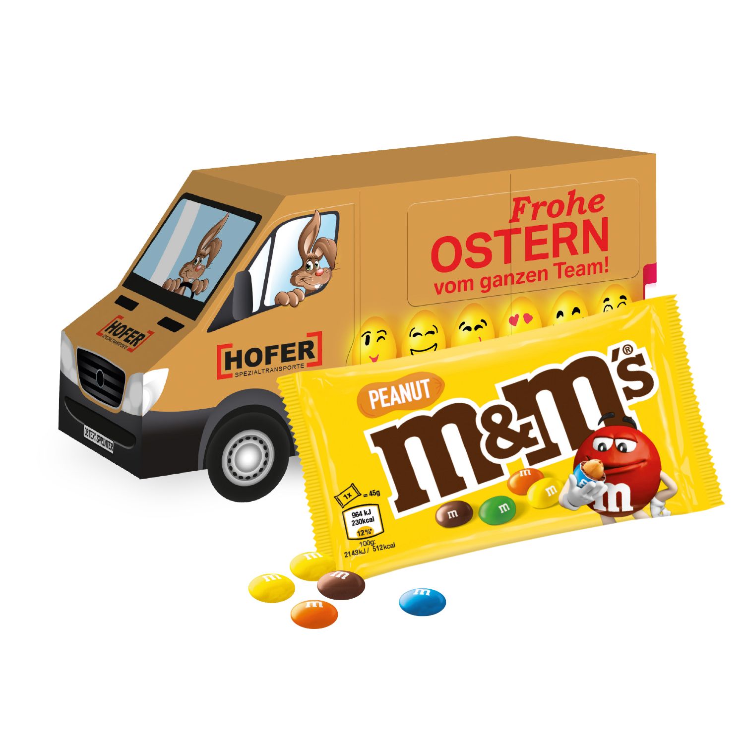 Oster-Transporter M&M´s, inkl. 4-farbigem Druck Oster-Transporter M&M´s, inkl. 4-farbigem Druck