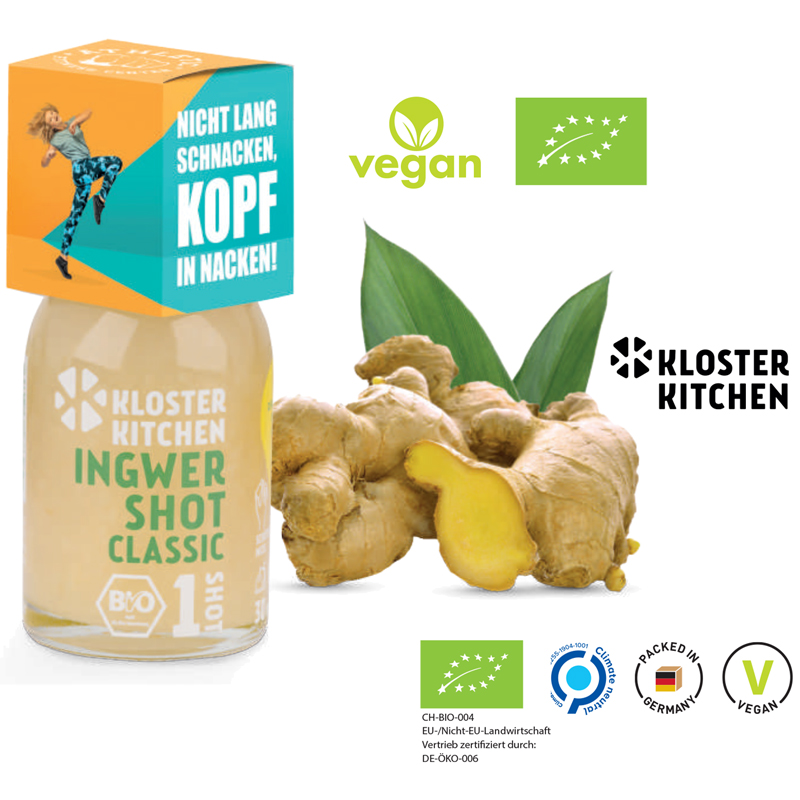 Bio Ingwer-Shot, inkl. 4-farbigem Druck Bio Ingwer-Shot, inkl. 4-farbigem Druck