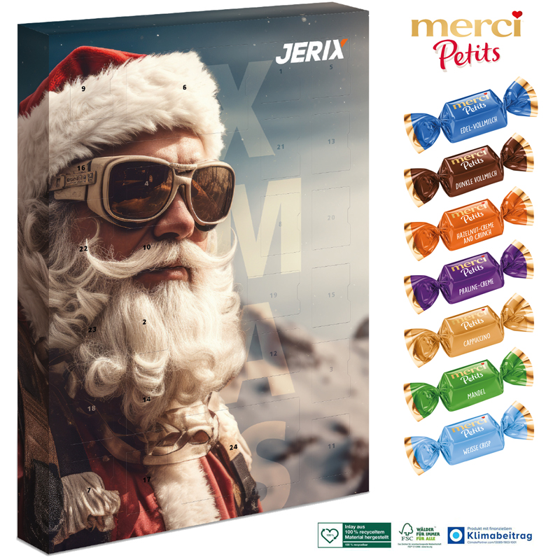 Adventskalender mit Merci Petits, inkl. 4-farbigem Druck Adventskalender mit Merci Petits, inkl. 4-farbigem Druck