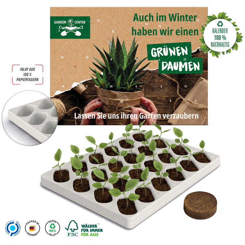 Adventskalender Eco XL Samentütchen, inkl. 4-farbigem Druck