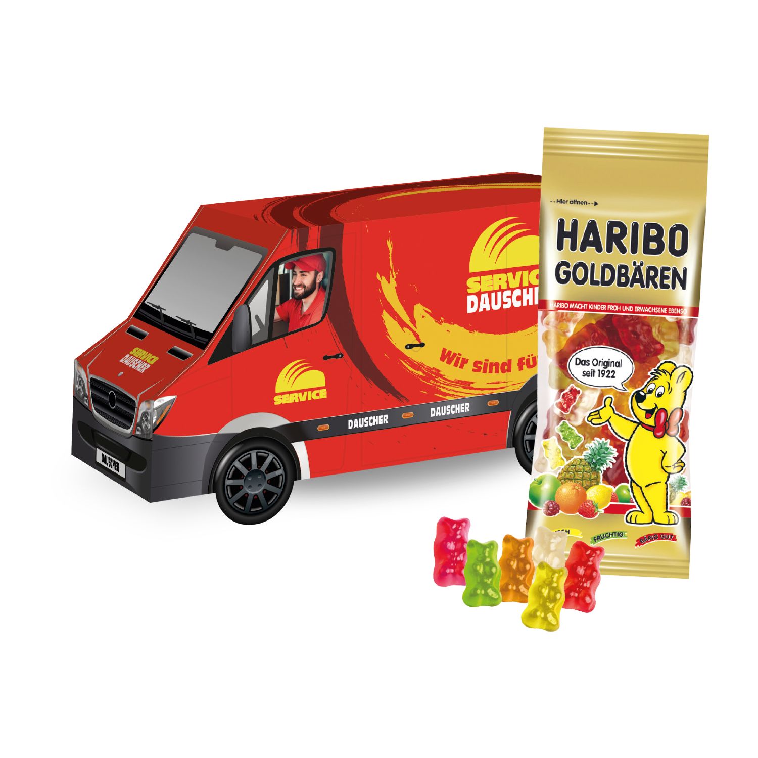 3D Präsent Transporter HARIBO Goldbären, inkl. 4-farbigem Druck