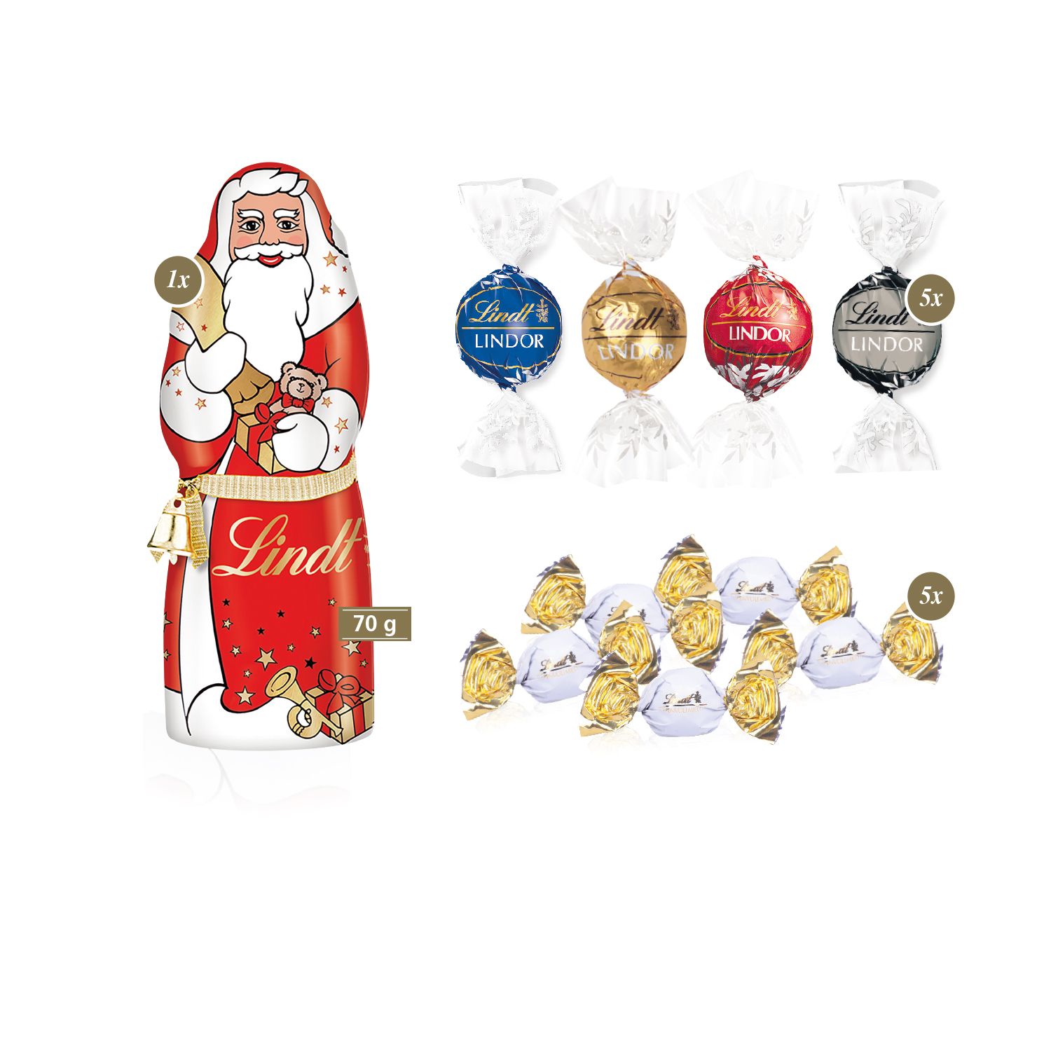 Premium Präsent mit Lindt Weihnachtsmann, inkl. 4-farbigem Druck