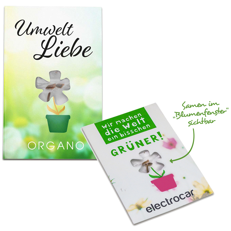 Samen-Karte-Mini Blume, inkl. 4-farbigem Druck