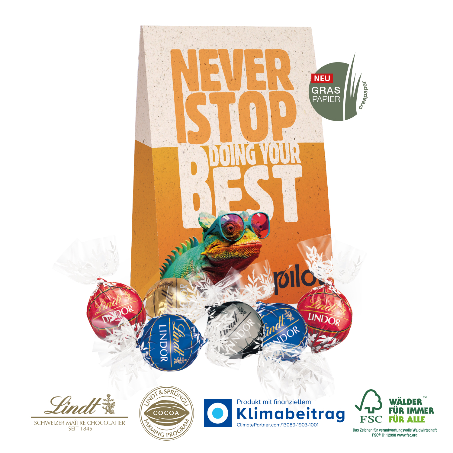 Werbetasche mit Lindt Lindor, inkl. 4-farbigem Druck Werbetasche mit Lindt Lindor, inkl. 4-farbigem Druck