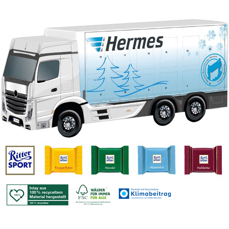 3D Adventskalender LKW Ritter SPORT, inkl. 4-farbigem Druck 3D Adventskalender LKW Ritter SPORT, inkl. 4-farbigem Druck