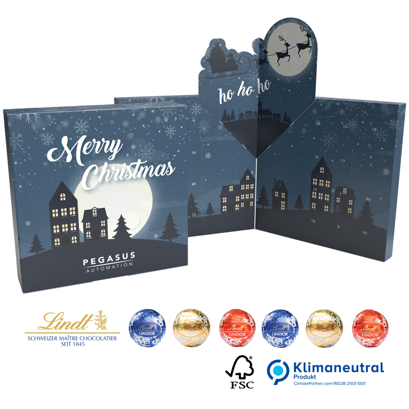 Lindt Lindor Adventskalender Buch Pop Up Eco (Komplett aus Papier), inkl. 4-farbigem Druck 
