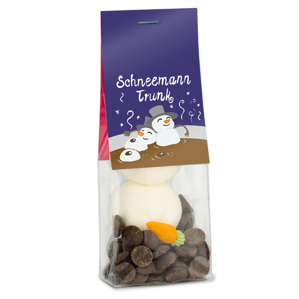 Naschbeutel Schneemann Trunk, inkl. 4-farbigem Druck 