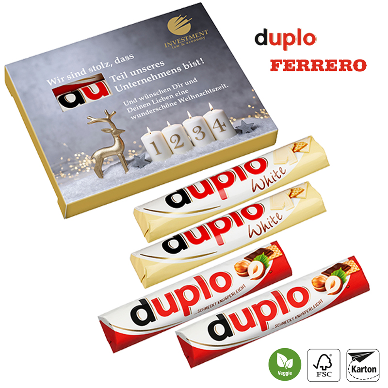 4er Adventskalender-Duplo-Pack statt Adventskranz, inkl. 4-farbigem Druck
