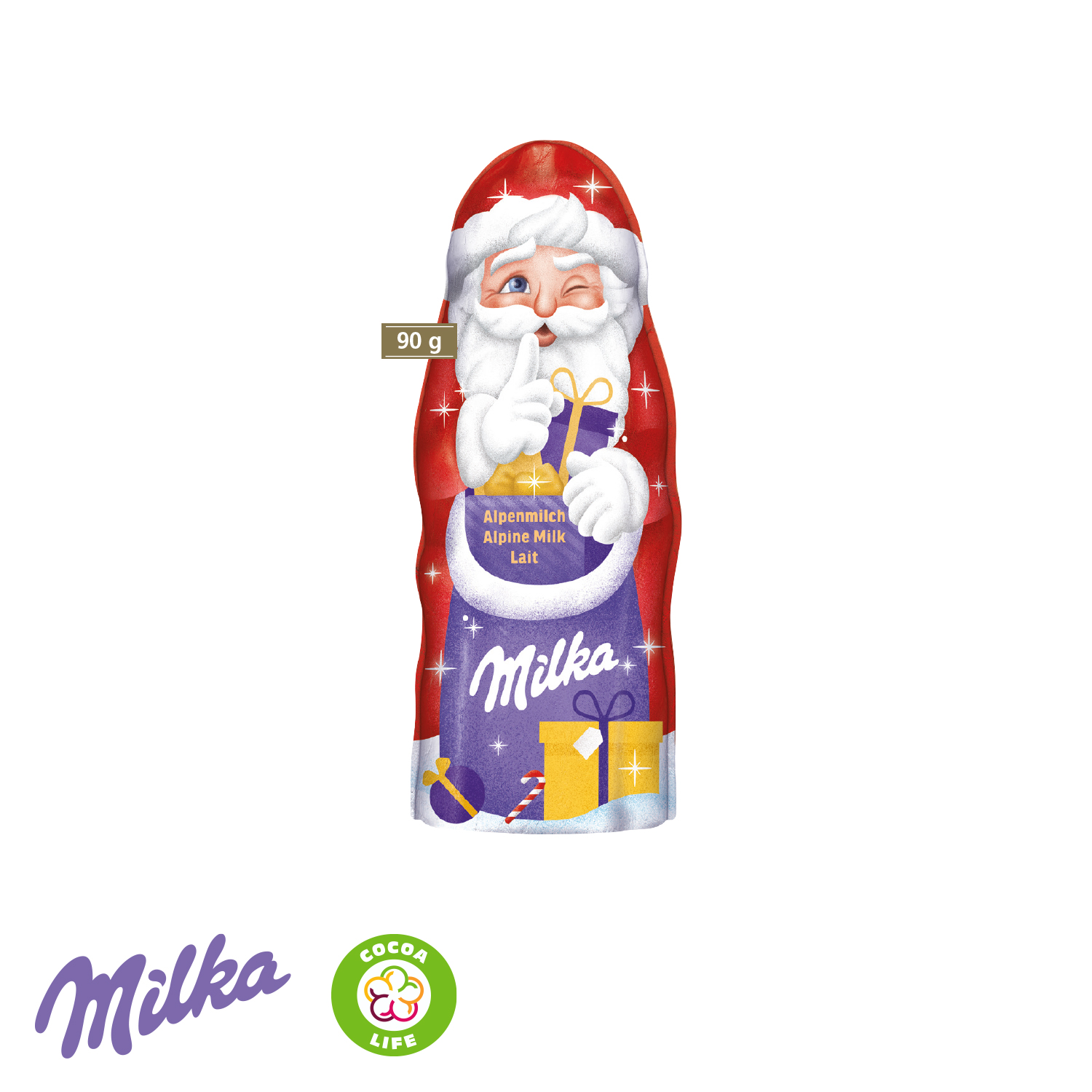 Milka Weihnachtsmann 90 g, inkl. 4-farbigem Druck