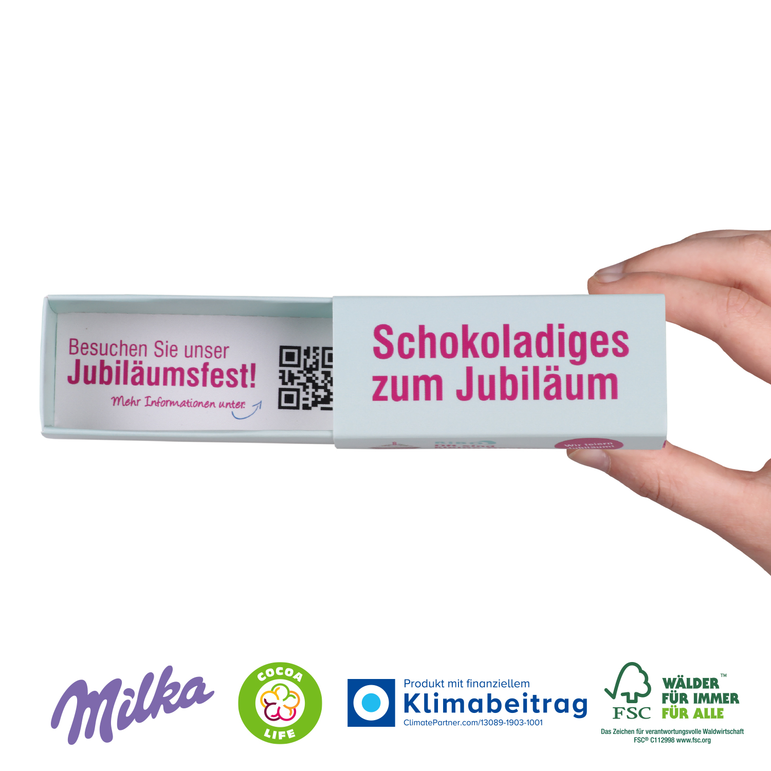 Schoko-Kuchen von Milka „Choco Brownie“, inkl. 4-farbigem Druck Schoko-Kuchen von Milka „Choco Brownie“, inkl. 4-farbigem Druck