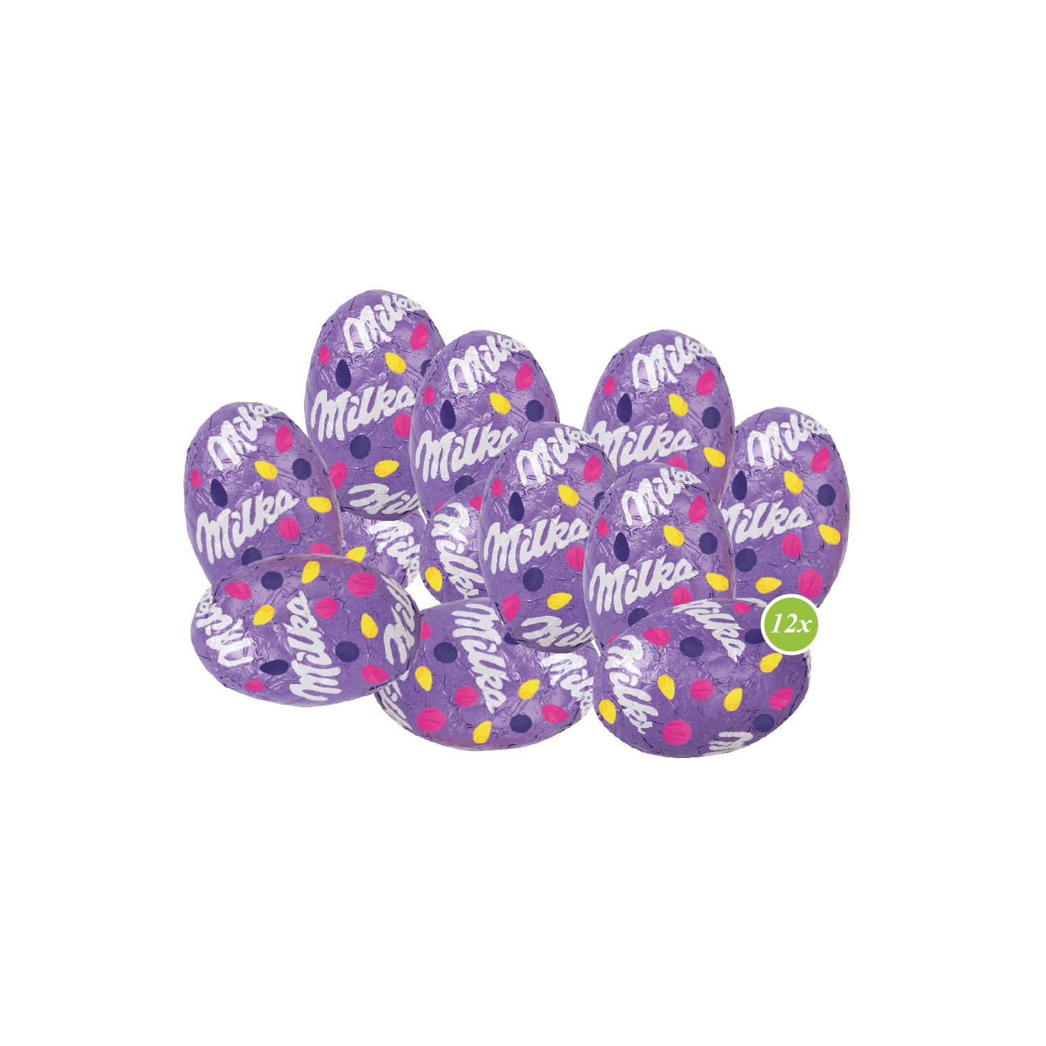 Milka Alpenmilch-Eier 12er, inkl. 4-farbigem Druck Milka Alpenmilch-Eier 12er, inkl. 4-farbigem Druck