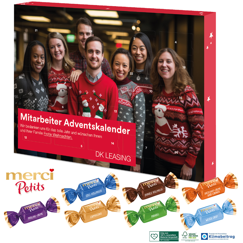 Adventskalender mit Merci Petits, inkl. 4-farbigem Druck