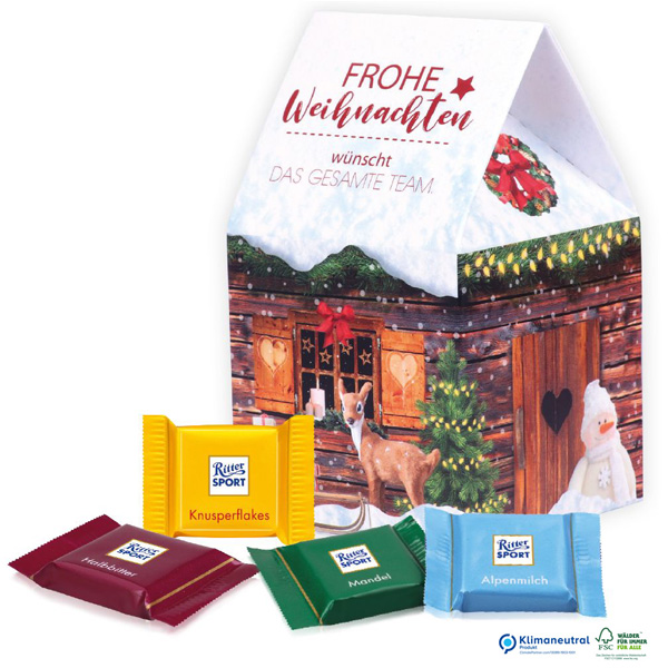 3D Präsent Weihnachtshaus Ritter SPORT, inkl. 4-farbigem Druck