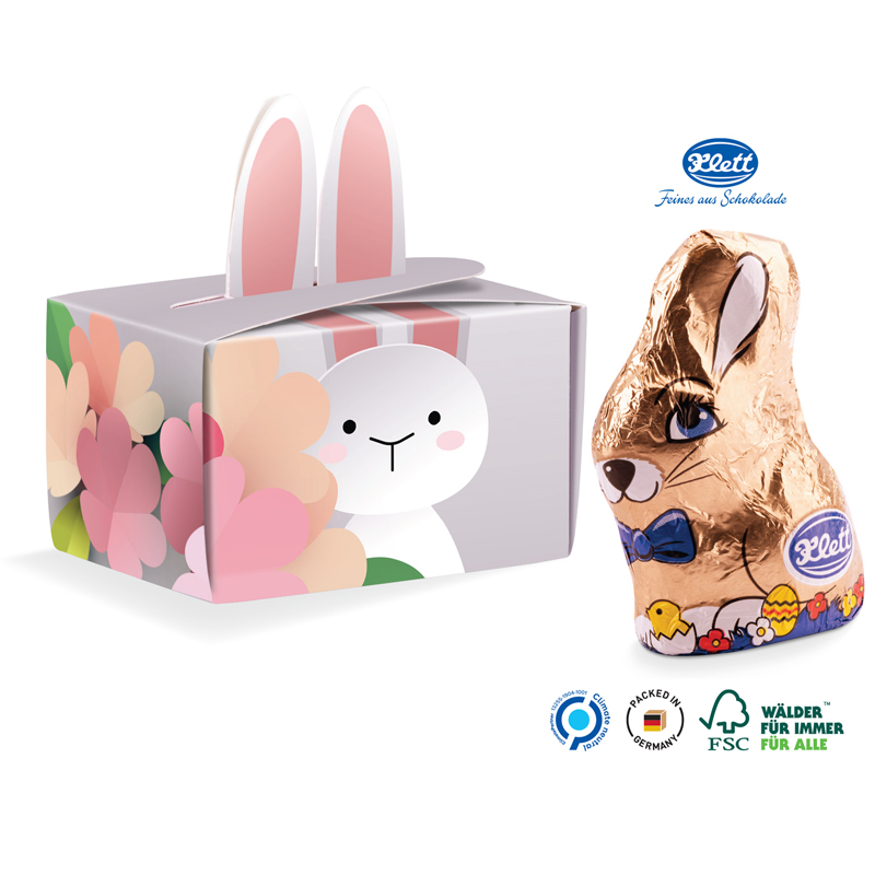 Geschenkbox Mini Hasenohren Klett, inkl. 4-farbigem Druck