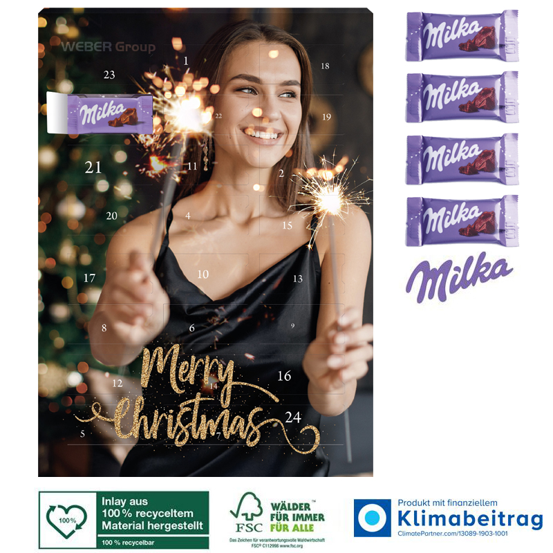 Wand-Adventskalender mit Milka Schokolade, inkl. 4-farbigem Druck Wand-Adventskalender mit Milka Schokolade, inkl. 4-farbigem Druck