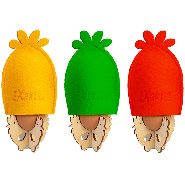 Frühstücksei-Set mit Eierwärmer, inkl. 4-farbigen Druck Frühstücksei-Set mit Eierwärmer, inkl. 4-farbigen Druck
