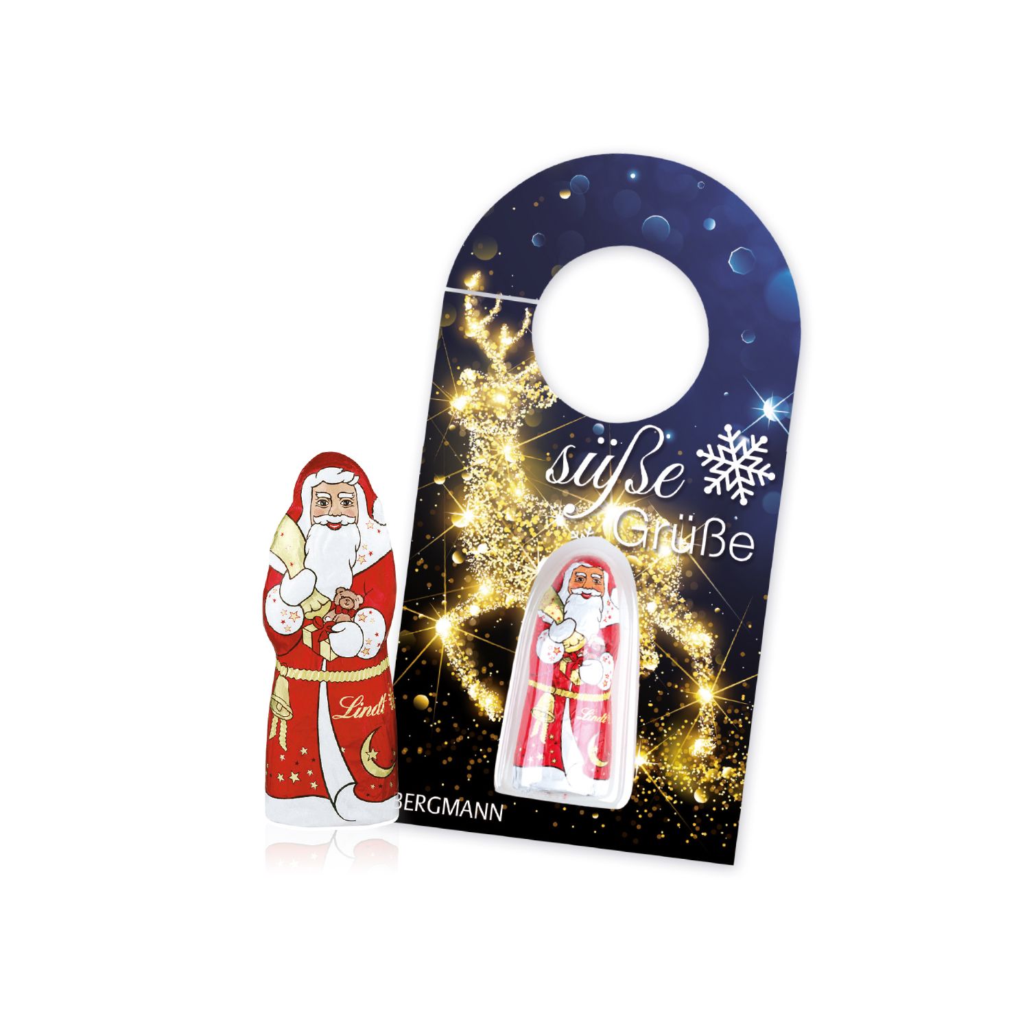 Türanhänger mit Lindt Weihnachtsmann, inkl. 4-farbigem Druck