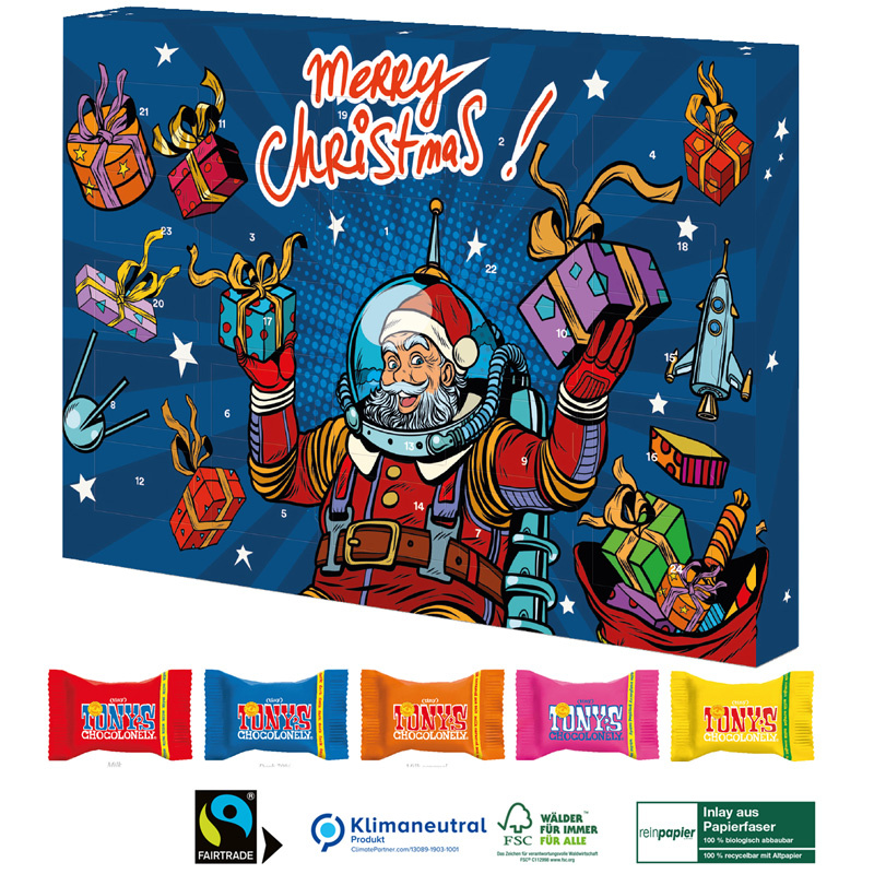 Adventskalender mit Tony´s Schokolade, inkl. 4-farbigem Druck Adventskalender mit Tony´s Schokolade, inkl. 4-farbigem Druck