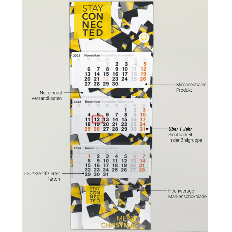 Adventskalender Lindt Naps mit Jahreskalender Eco, inkl. 4-farbigem Druck  Adventskalender Lindt Naps mit Jahreskalender Eco, inkl. 4-farbigem Druck
