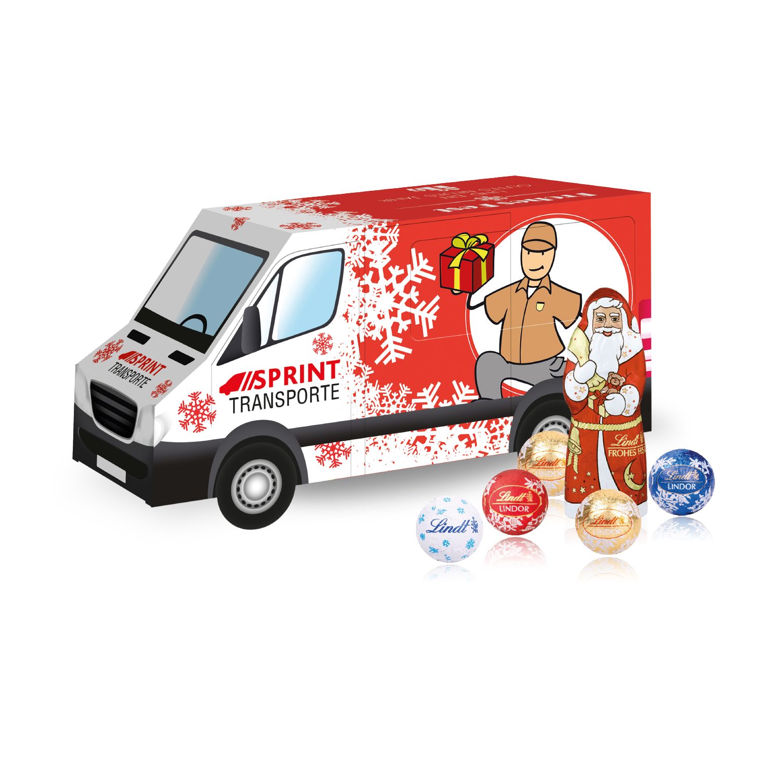 3D Weihnachts Transporter Lindt Minis, inkl. 4-farbigem Druck 3D Weihnachts Transporter Lindt Minis, inkl. 4-farbigem Druck