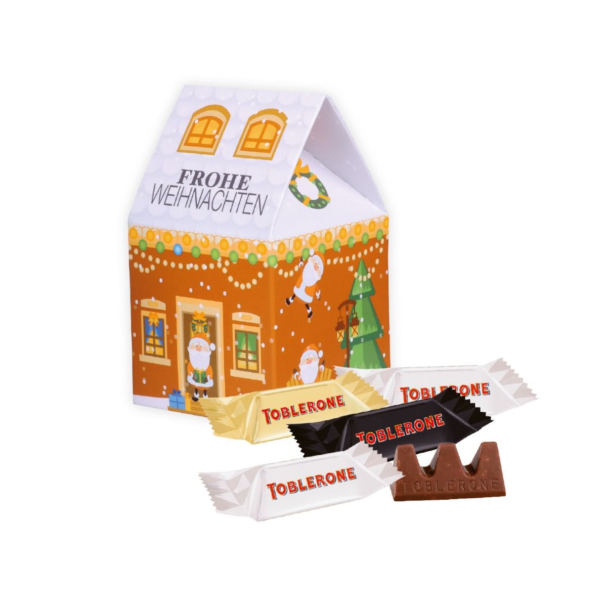 3D Präsent Weihnachtshaus TOBLERONE Minis, inkl. 4-farbigem Druck