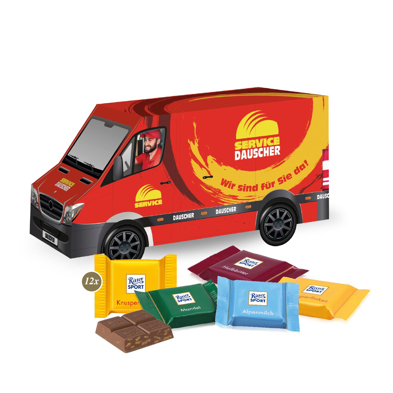 3D Präsent Transporter Ritter SPORT 3D Präsent Transporter Ritter SPORT, inkl. 4-farbigem Druck