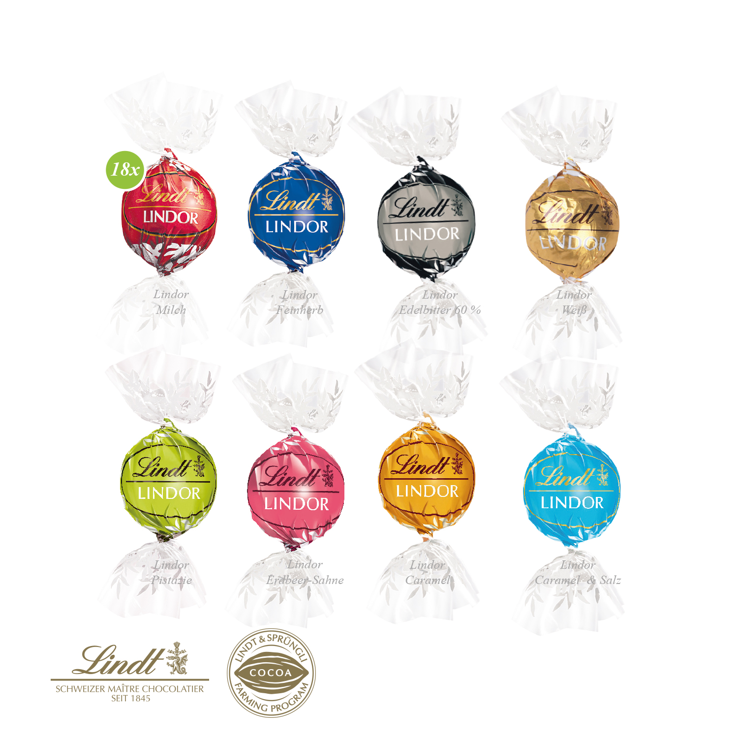 Feine Lindor-Mischung von Lindt, inkl. 4-farbigem Druck Feine Lindor-Mischung von Lindt, inkl. 4-farbigem Druck