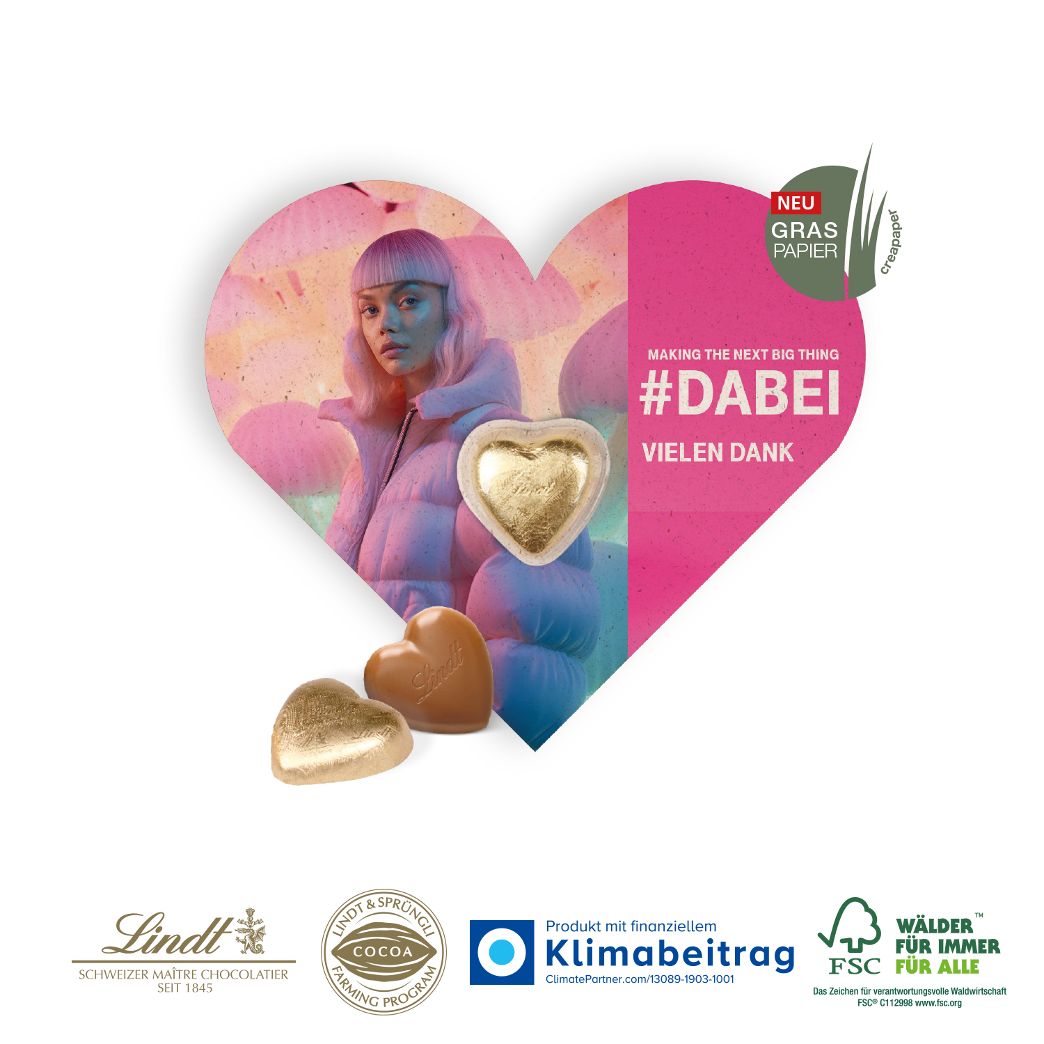 Schokokarte „Business“ Herz mit Lindt Schokoladenherz, inkl. 4-farbigem Druck Schokokarte „Business“ Herz mit Lindt Schokoladenherz, inkl. 4-farbigem Druck