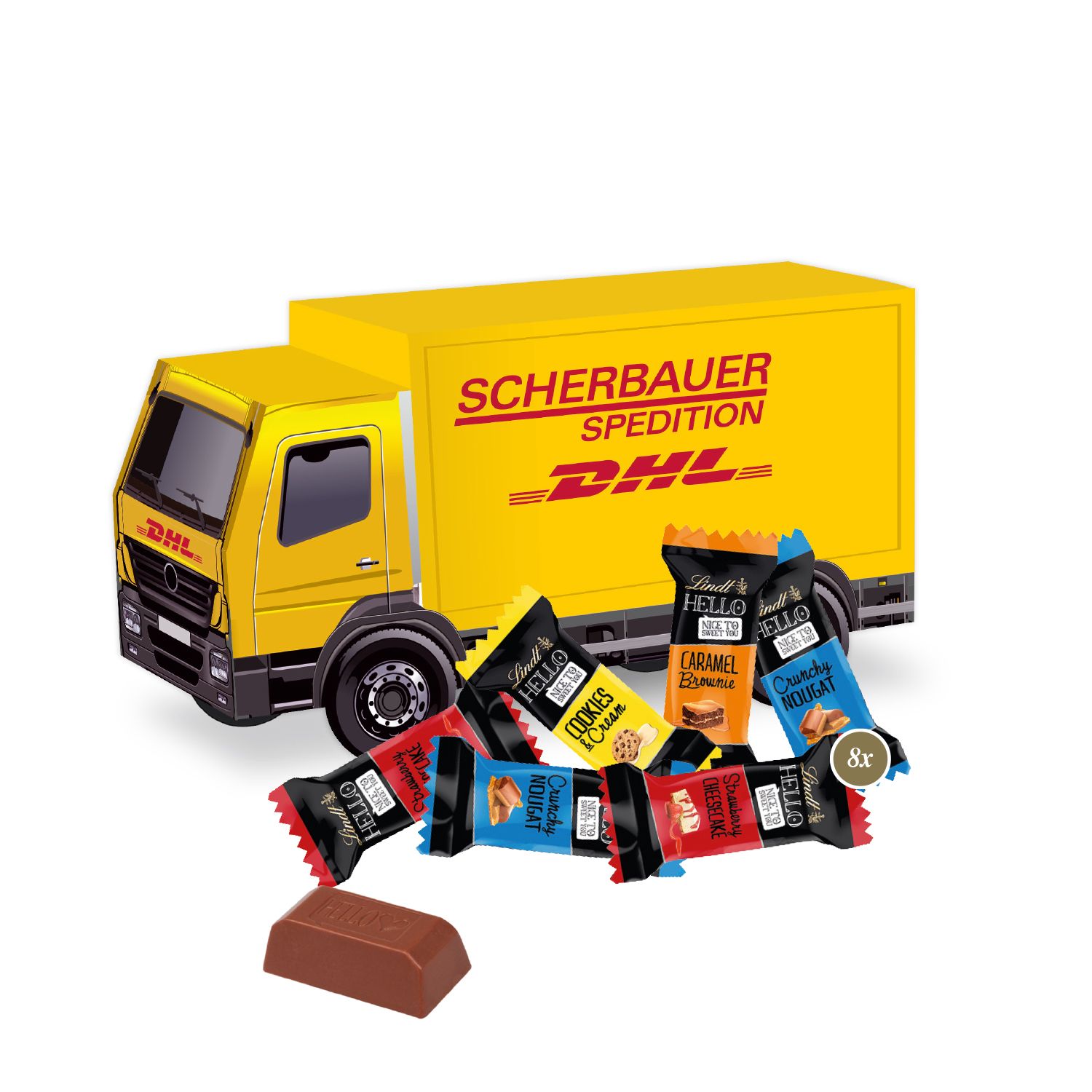 3D Präsent LKW Lindt HELLO Mini 3D Präsent LKW Lindt HELLO Mini, inkl. 4-farbigem Druck
