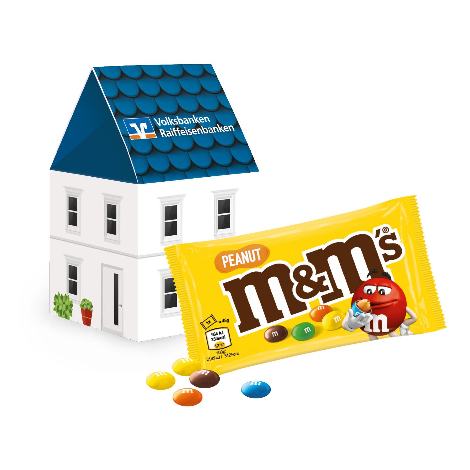 3D Präsent Haus M&M´s, inkl. 4-farbigem Druck 3D Präsent Haus M&M´s, inkl. 4-farbigem Druck