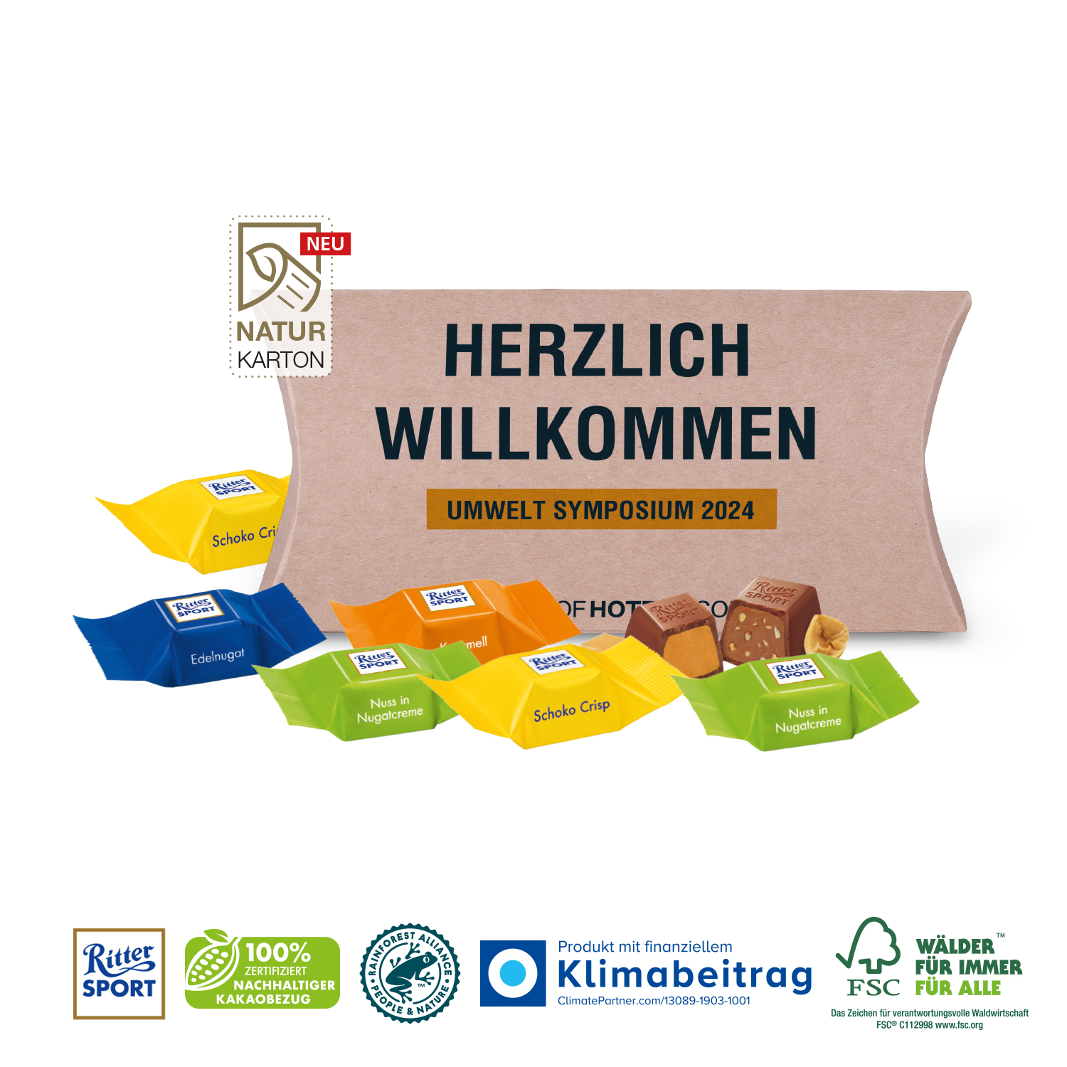 Kissenverpackung „Creative“ mit Ritter SPORT, inkl. 4-farbigem Druck Kissenverpackung „Creative“ mit Ritter SPORT, inkl. 4-farbigem Druck