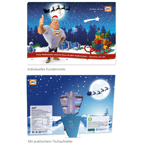Tisch-Adventskalender mit Milka Tisch-Adventskalender mit Milka, inkl. 4-farbigem Druck