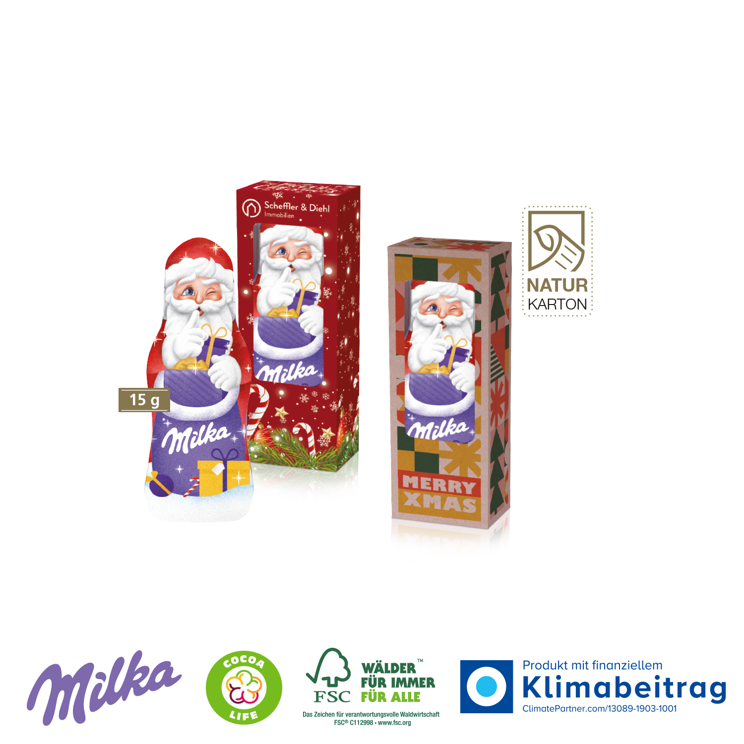 Milka Weihnachtsmann 15 g, inkl. 4-farbigem Druck