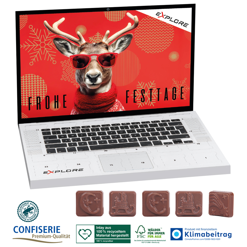 Laptop-Adventskalender Classic Exklusiv, inkl. 4-farbigem Druck