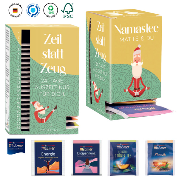 Adventskalender Tee Tower (komplett aus Karton), inkl. 4-farbigem Druck