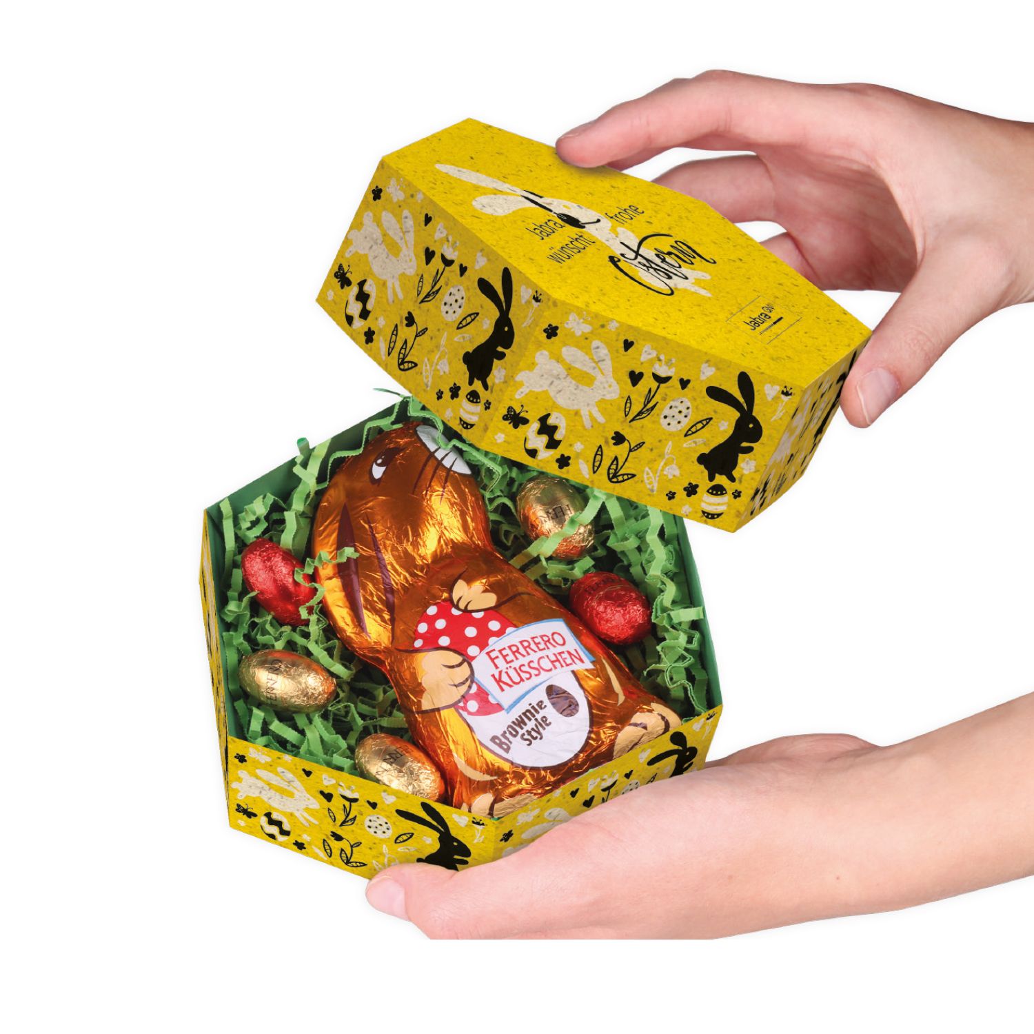 Großes Osternest mit Schokolade von Ferrero Küsschen, inkl. 4-farbigem Druck  Großes Osternest mit Schokolade von Ferrero Küsschen, inkl. 4-farbigem Druck