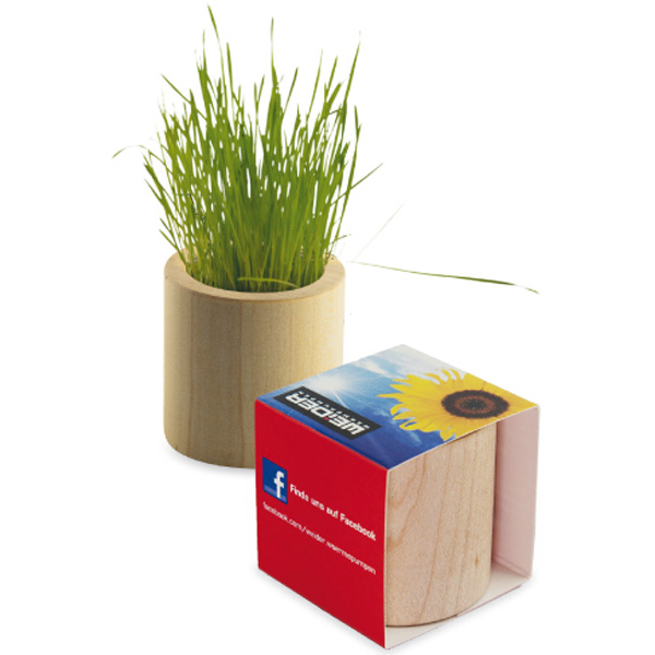 Pflanz-Holz rund, inkl. 4-farbigem Druck