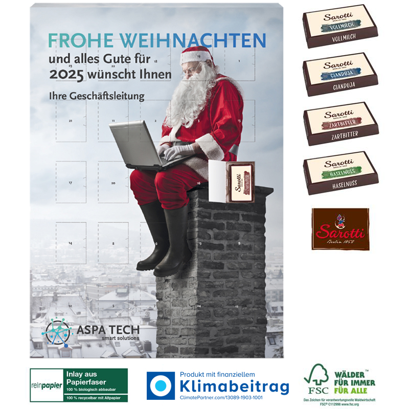 Wand-Adventskalender Organic Sarotti Business Exklusiv, inkl. 4-farbigem Druck Wand-Adventskalender Organic Sarotti Business Exklusiv, inkl. 4-farbigem Druck