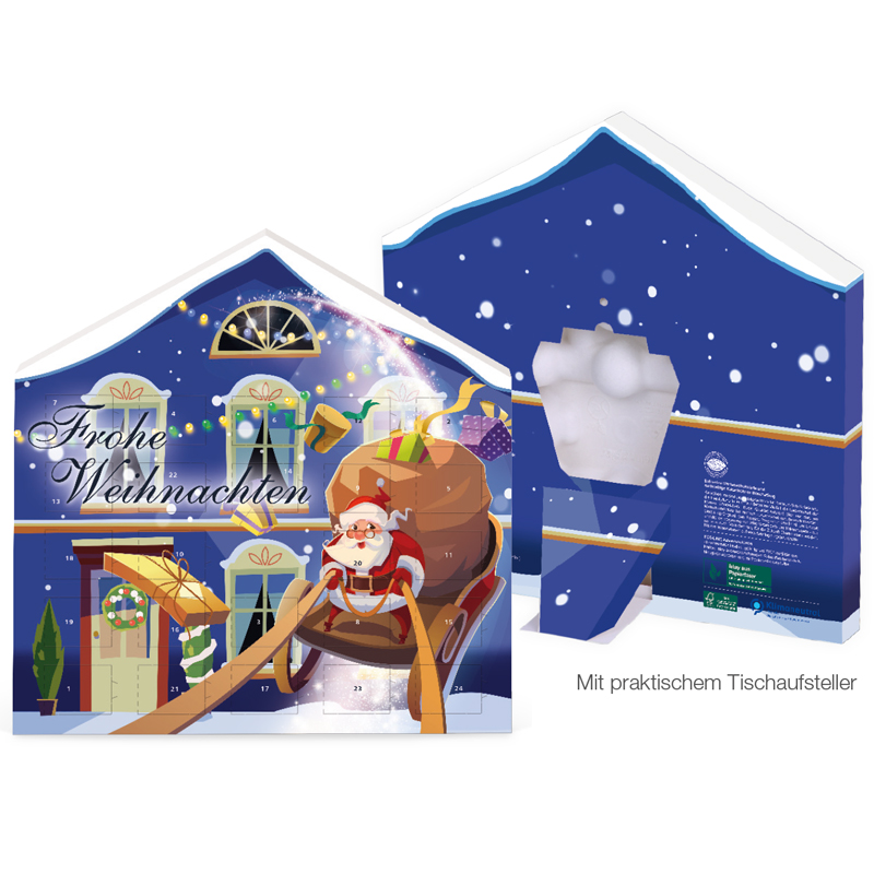 Adventskalender Organic Lindt Weihnachtshaus, inkl. 4-farbigem Druck Adventskalender Organic Lindt Weihnachtshaus, inkl. 4-farbigem Druck