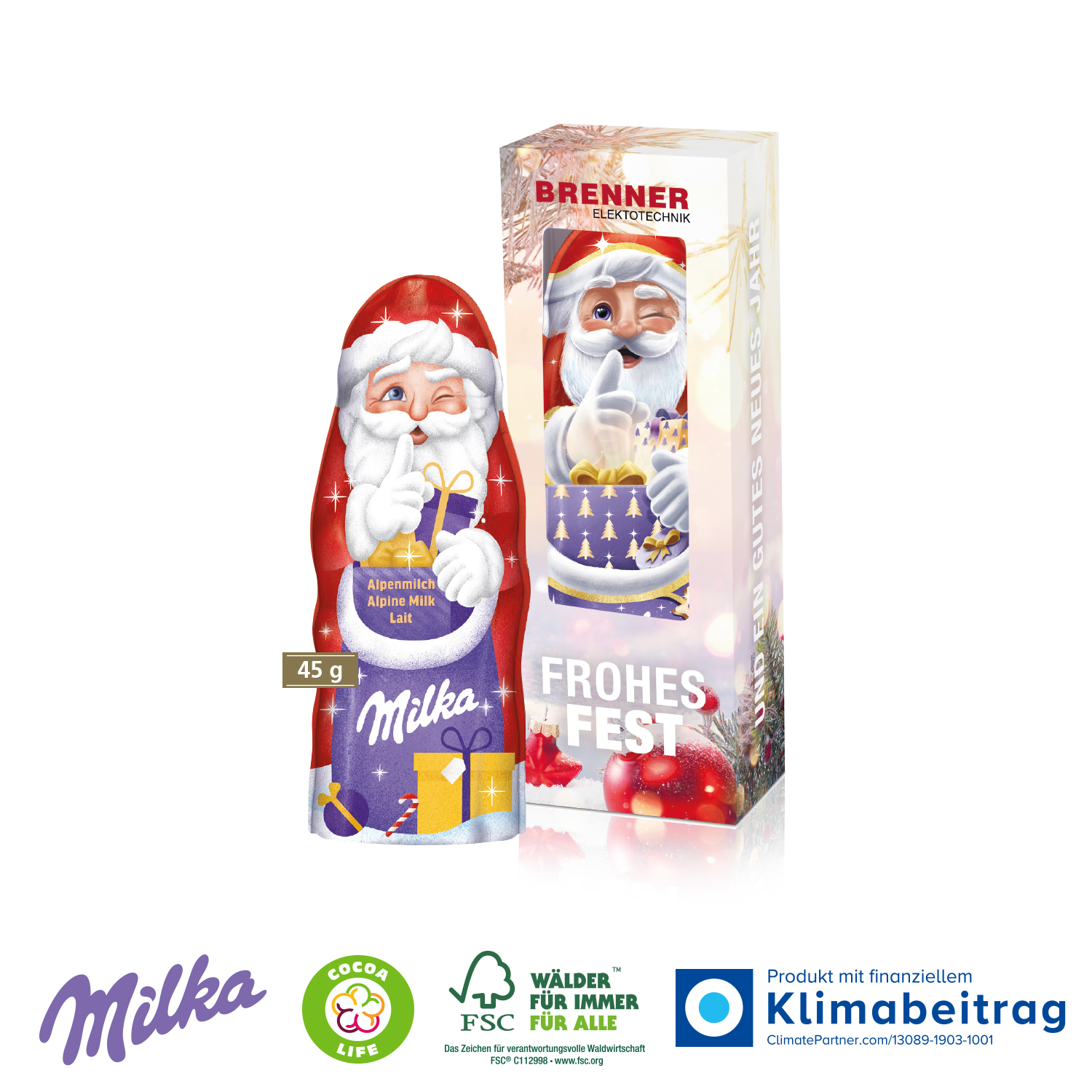Milka Weihnachtsmann 45 g, inkl. 4-farbigem Druck